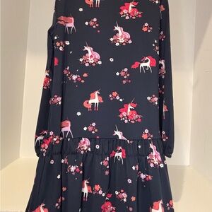 Deux Par Deux Unicorn Print Kids Dress